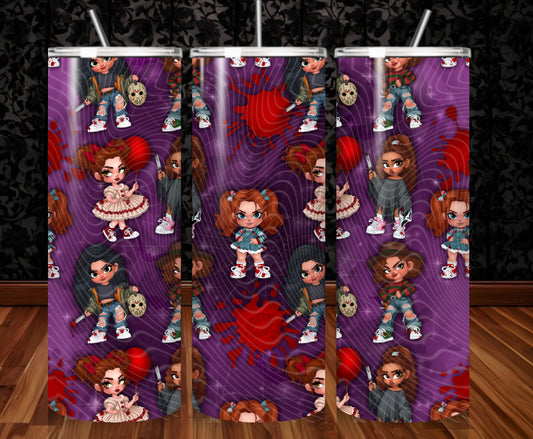 Horror Girls Purple Seamless Tumbler Wrap