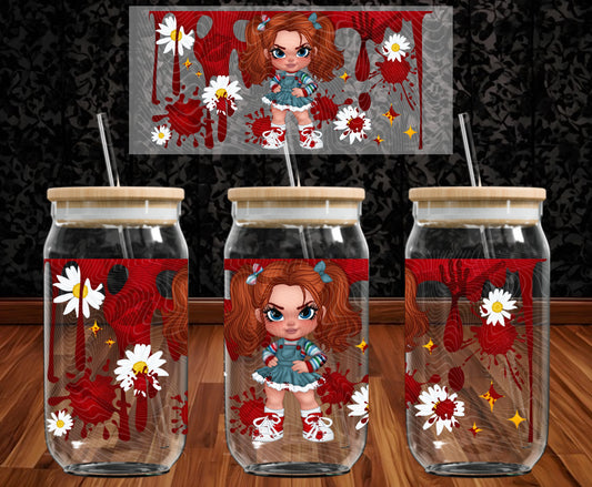 Chucky Horror Girl 16 oz Glass Wraps