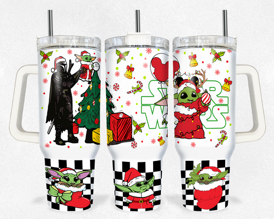 BByoda and Mando Christmas 40 oz Tumbler Prints