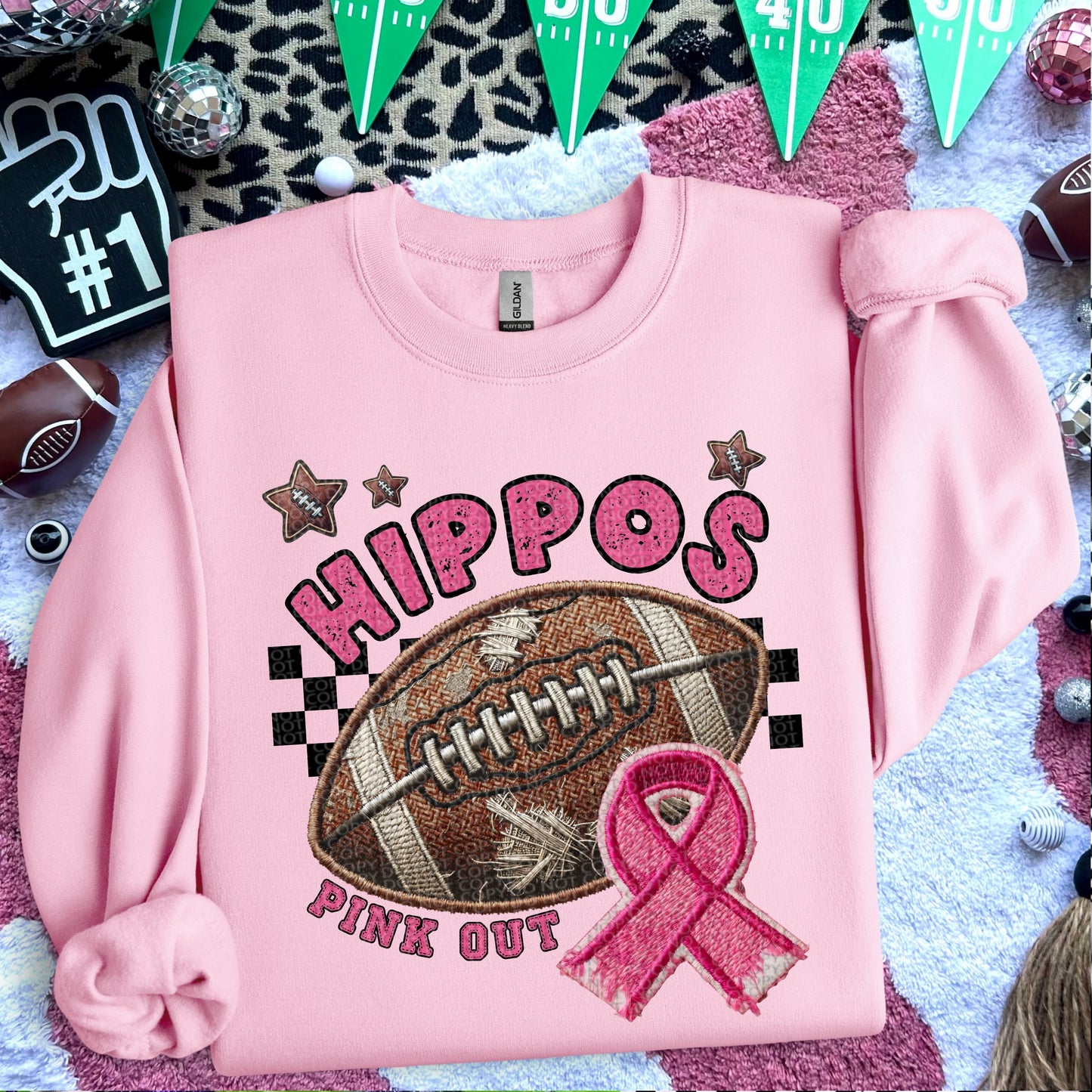 Pink Out Football Font DTF Print