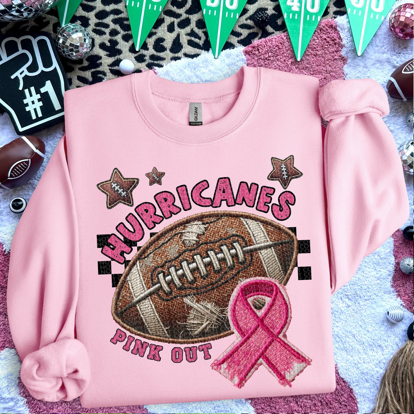 Pink Out Football Font DTF Print