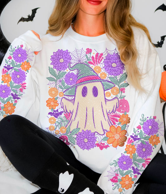 Purple Floral Ghost DTF Print