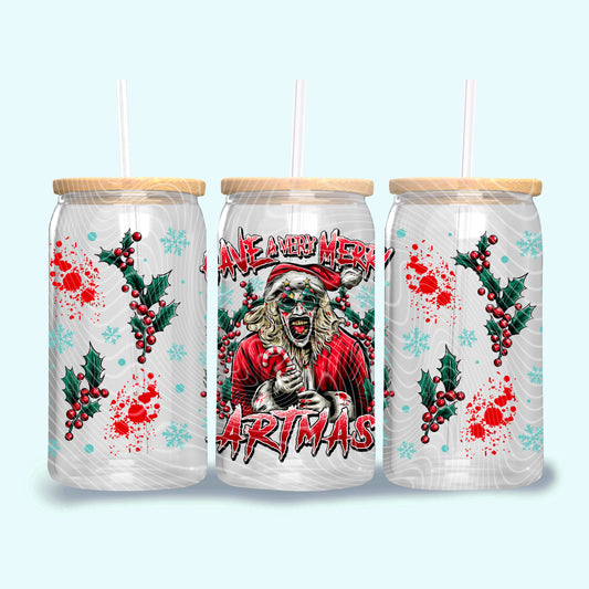 Have a Very Merry Artmas 16 oz Glass Can Wrap