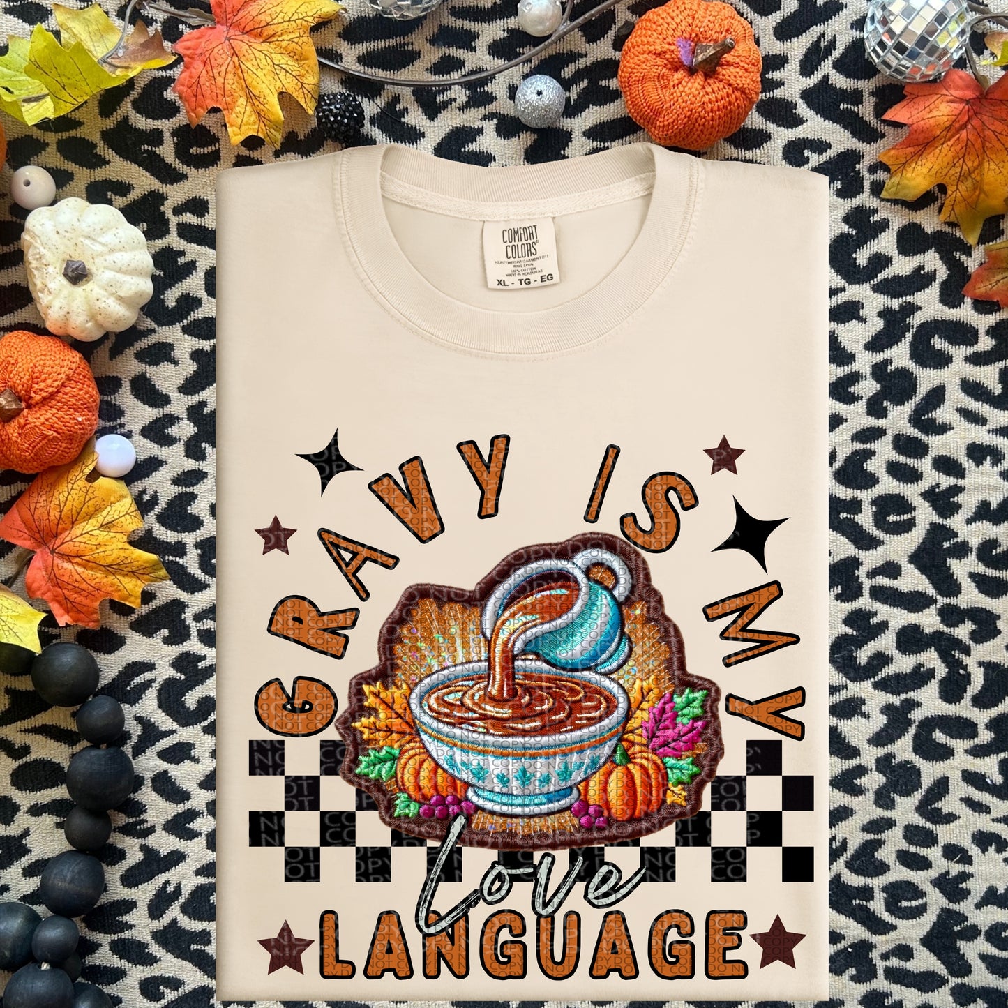 Gravy Is My Love Language Faux Embroidery DTF Print