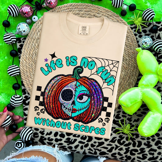 Life’s No Fun Sally Pumpkin Faux Patch DTF Print