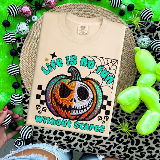 Life’s No Fun Jack Pumpkin Faux Patch DTF Print