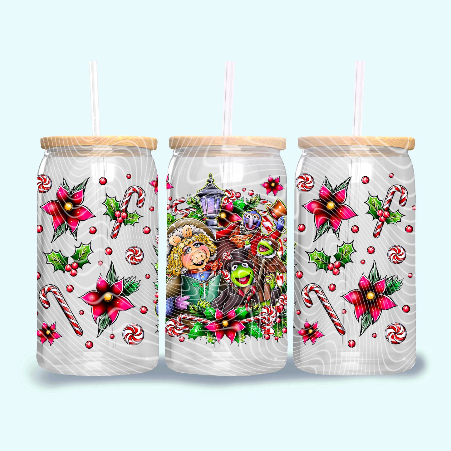 Muppets Christmas 16 oz Glass Can Wrap