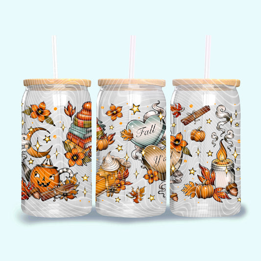 Fall Y’all 16 oz Glass Can Wrap