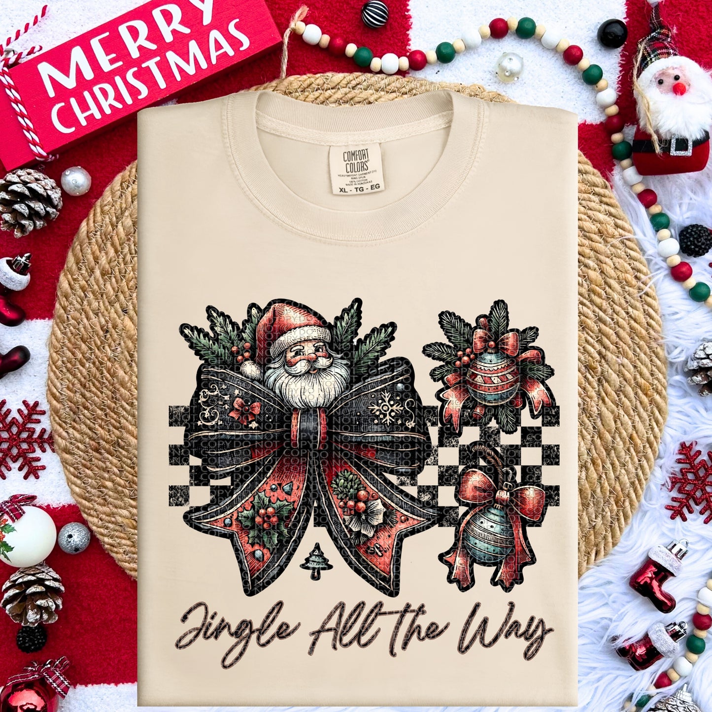 Jingle All The Way Vintage Bow DTF Print