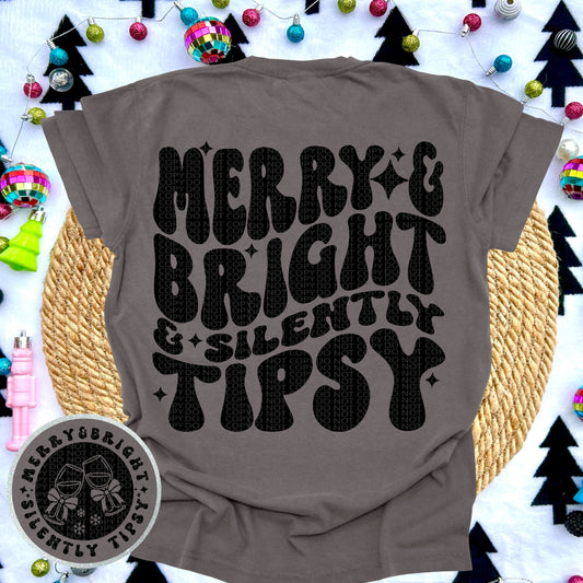 Merry & Bright & Silently Tipsy DTF Print