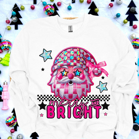 Merry and Bright Faux Embroidery DTF Print