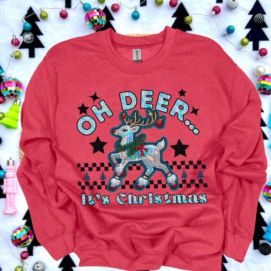 Oh Deer It’s Christmas Faux Embroidery DTF Print