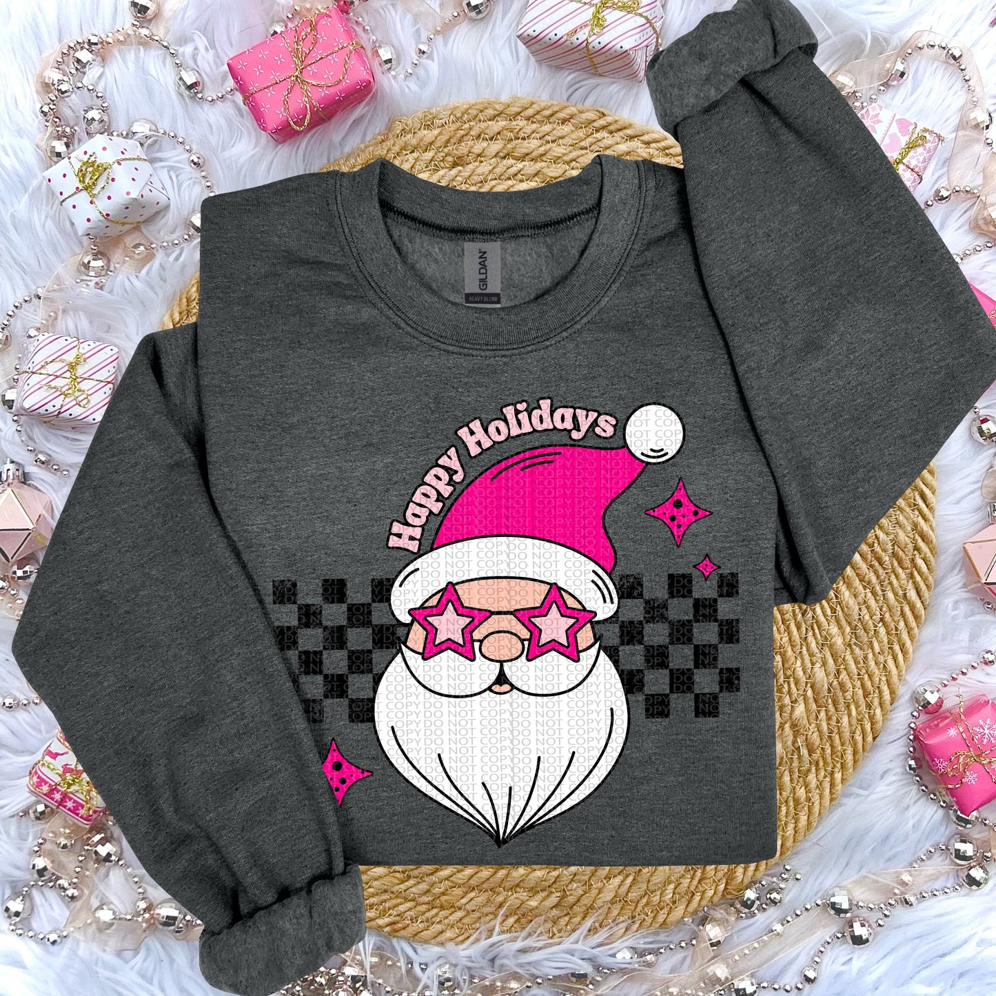 Retro Santa Happy Holidays DTF Print