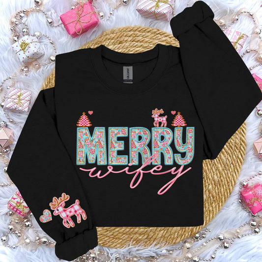 Merry Collection Faux Embroidery DTF Print