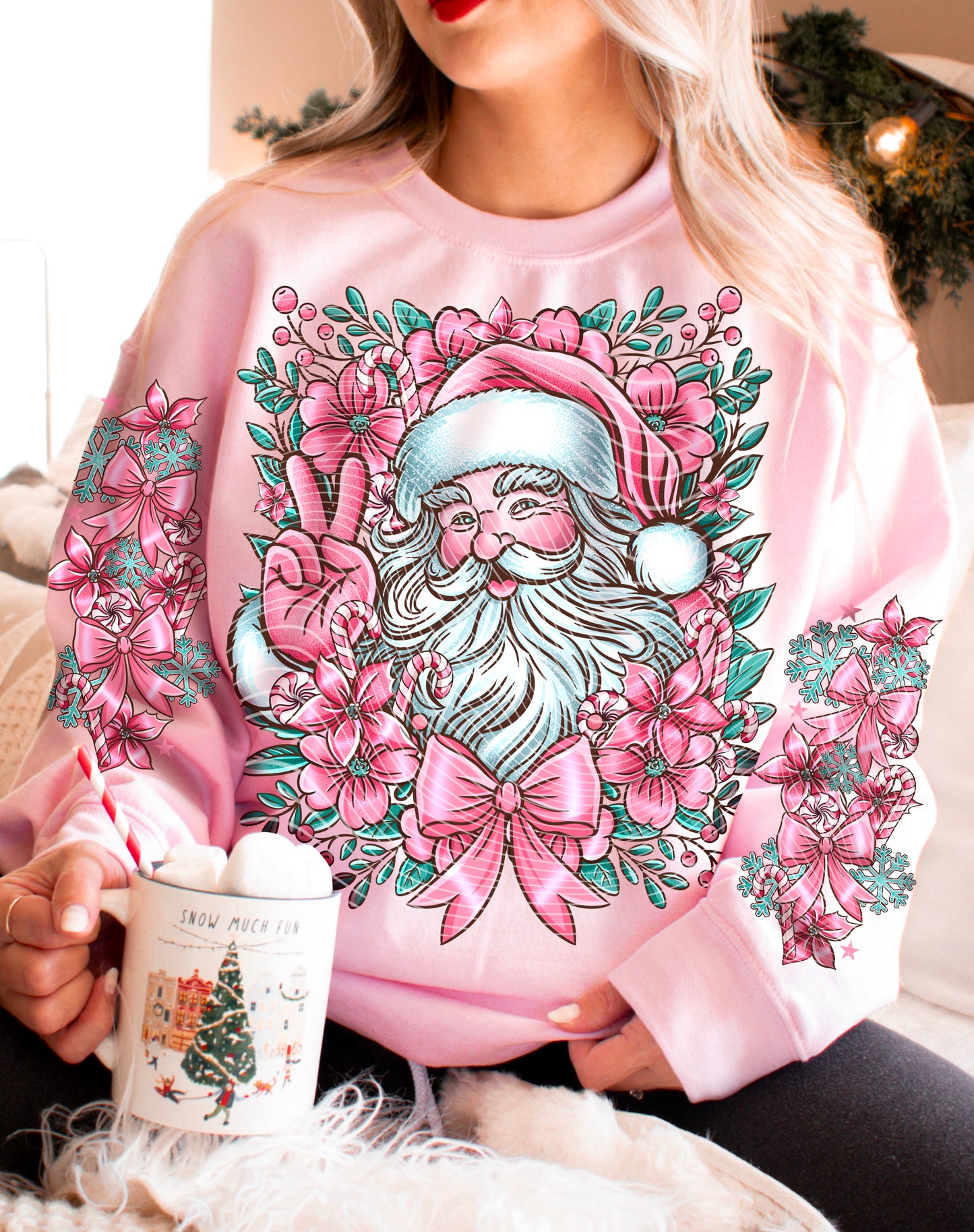 Pink Santa DTF Print