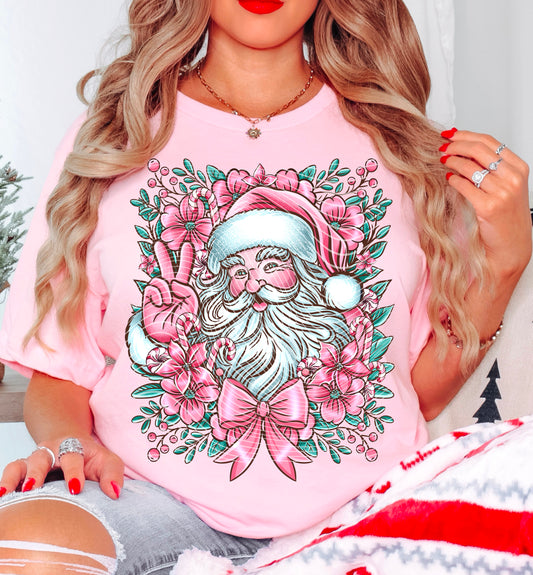 Pink Santa DTF Print