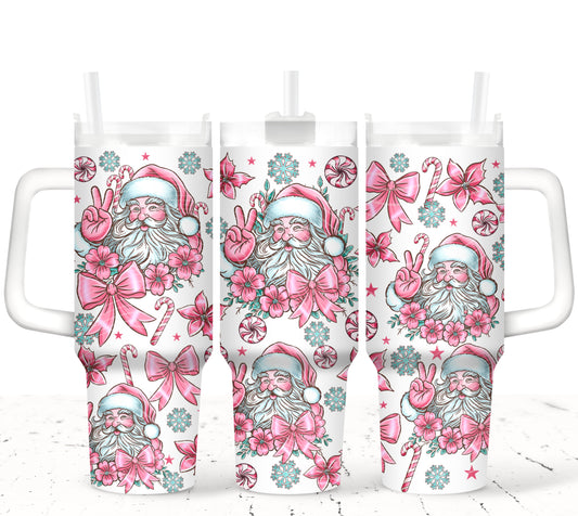 Pink Santa 40 oz Tumbler Prints