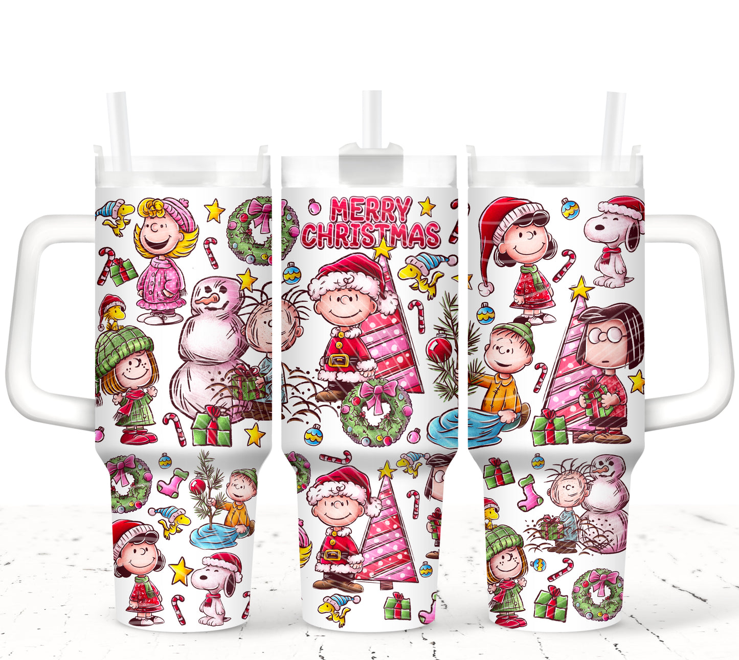 Merry Christmas Charlie and Friends 40 oz Tumbler Prints