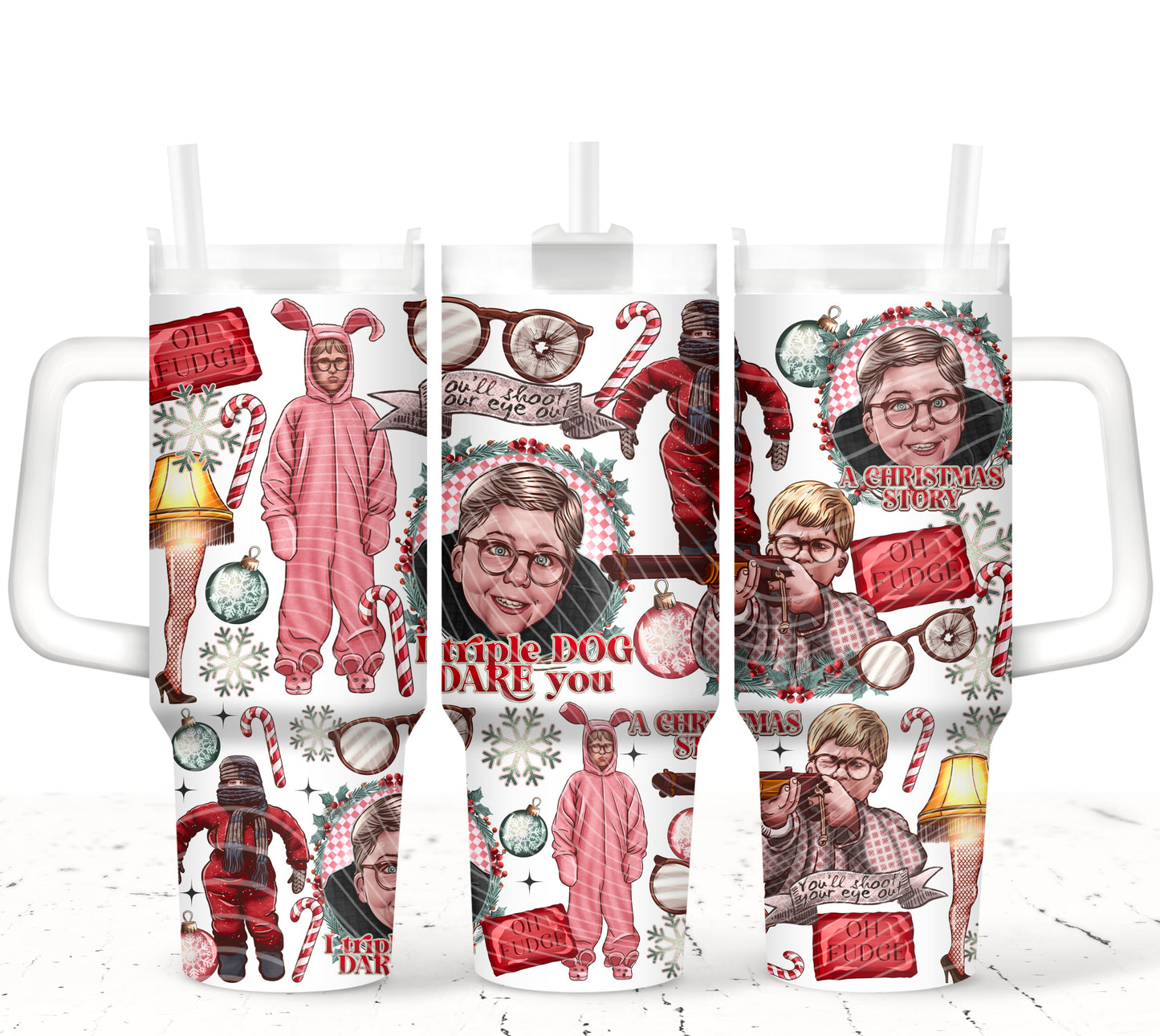 Triple Dog Dare Christmas 40 oz Tumbler Prints