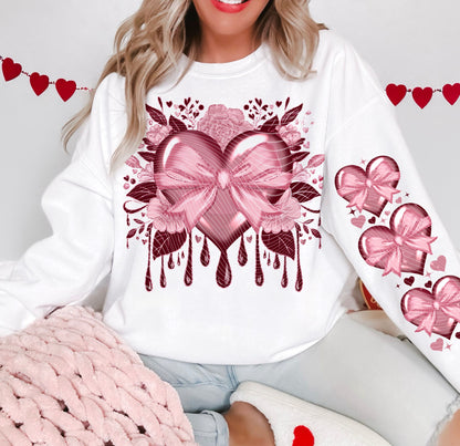 Glitter Floral Heart DTF Print