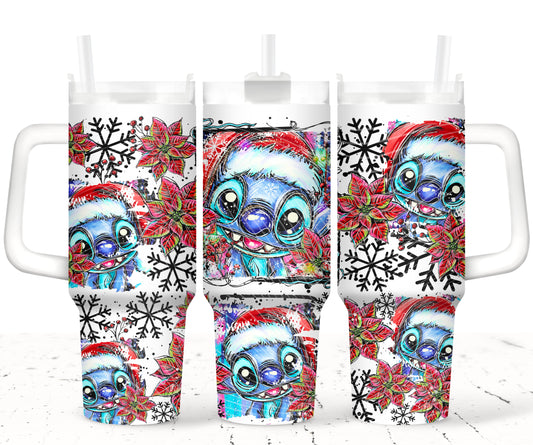 Christmas Selfie Blue Alien 40 oz Tumbler Print