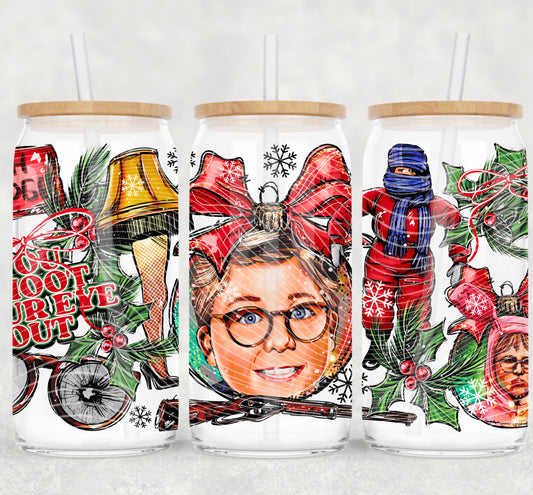Christmas Story Selfie 16 oz Glass Wraps