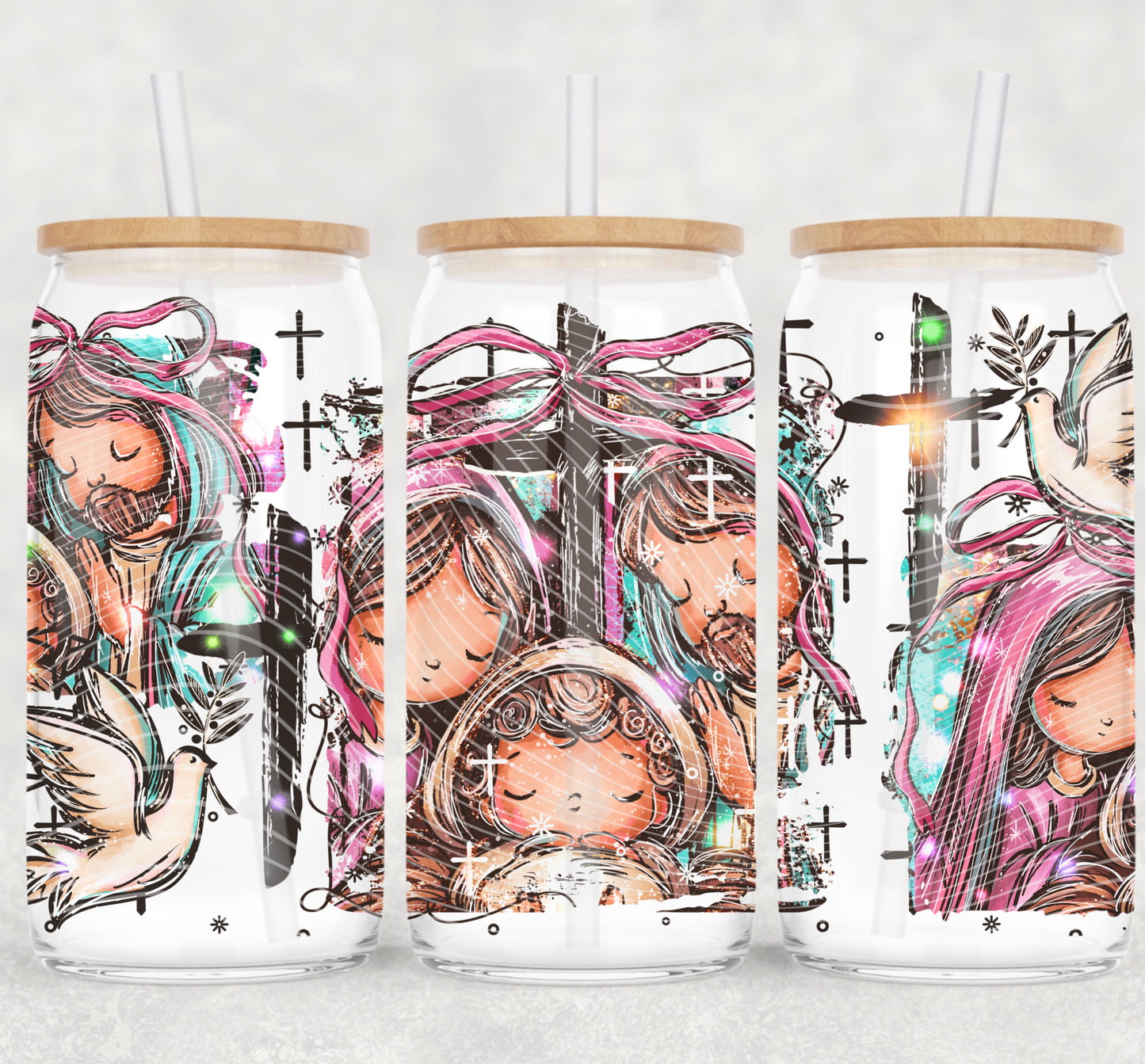 Baby Jesus Selfie 16 oz Glass Wraps