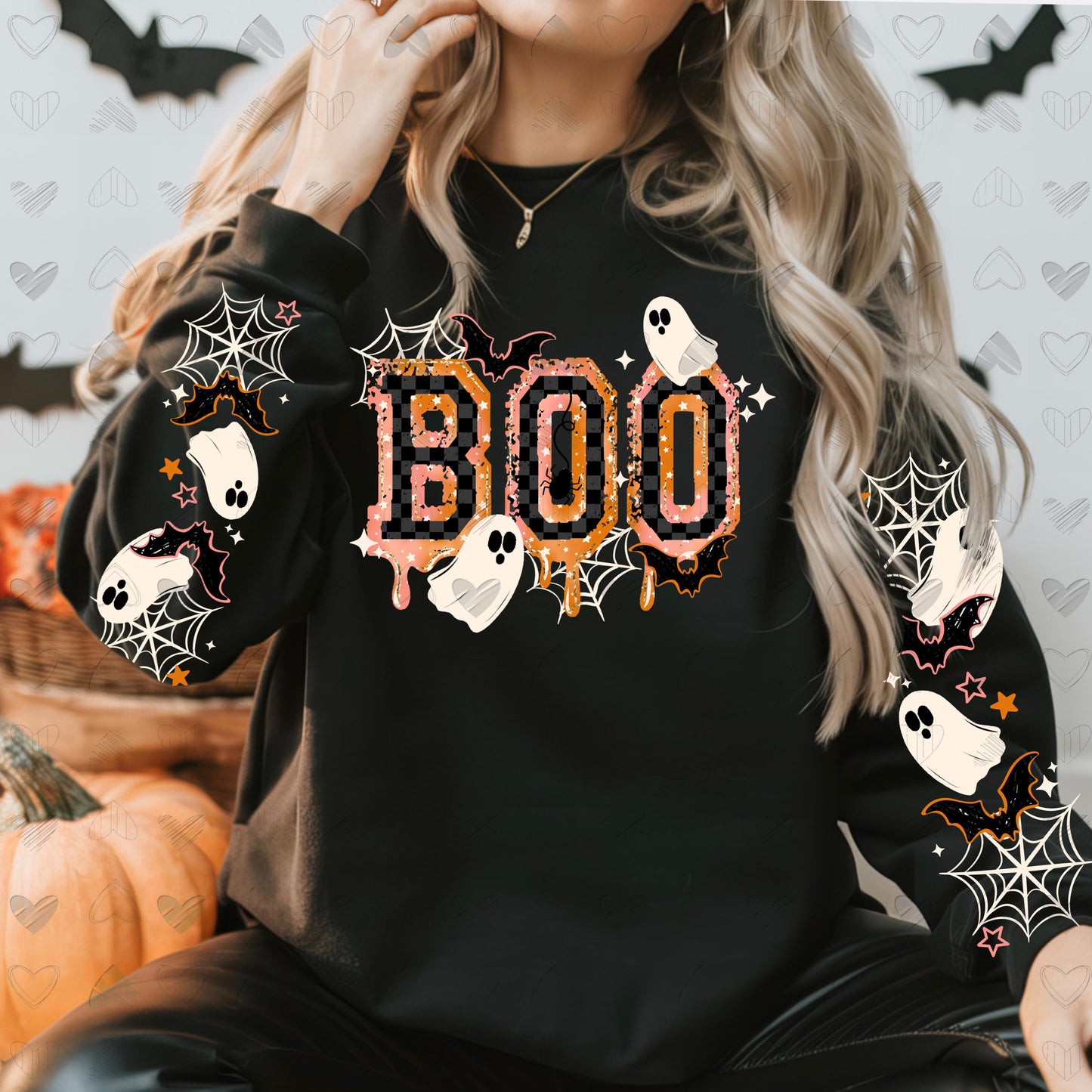 Boo Ghosts Varsity Letters DTF Print