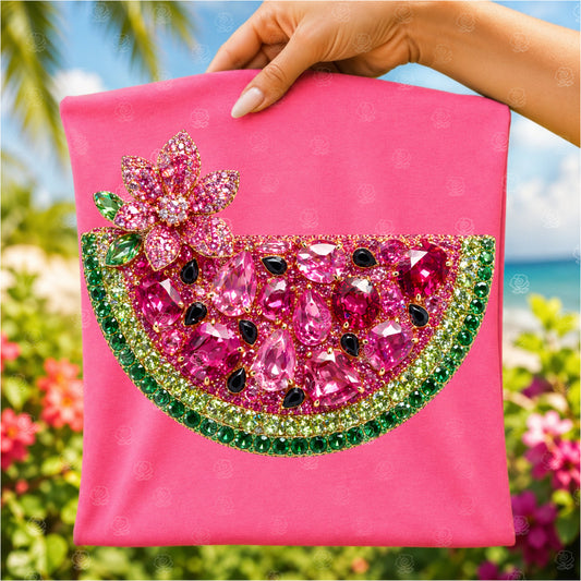 Faux Rhinestone Watermelon DTF Print