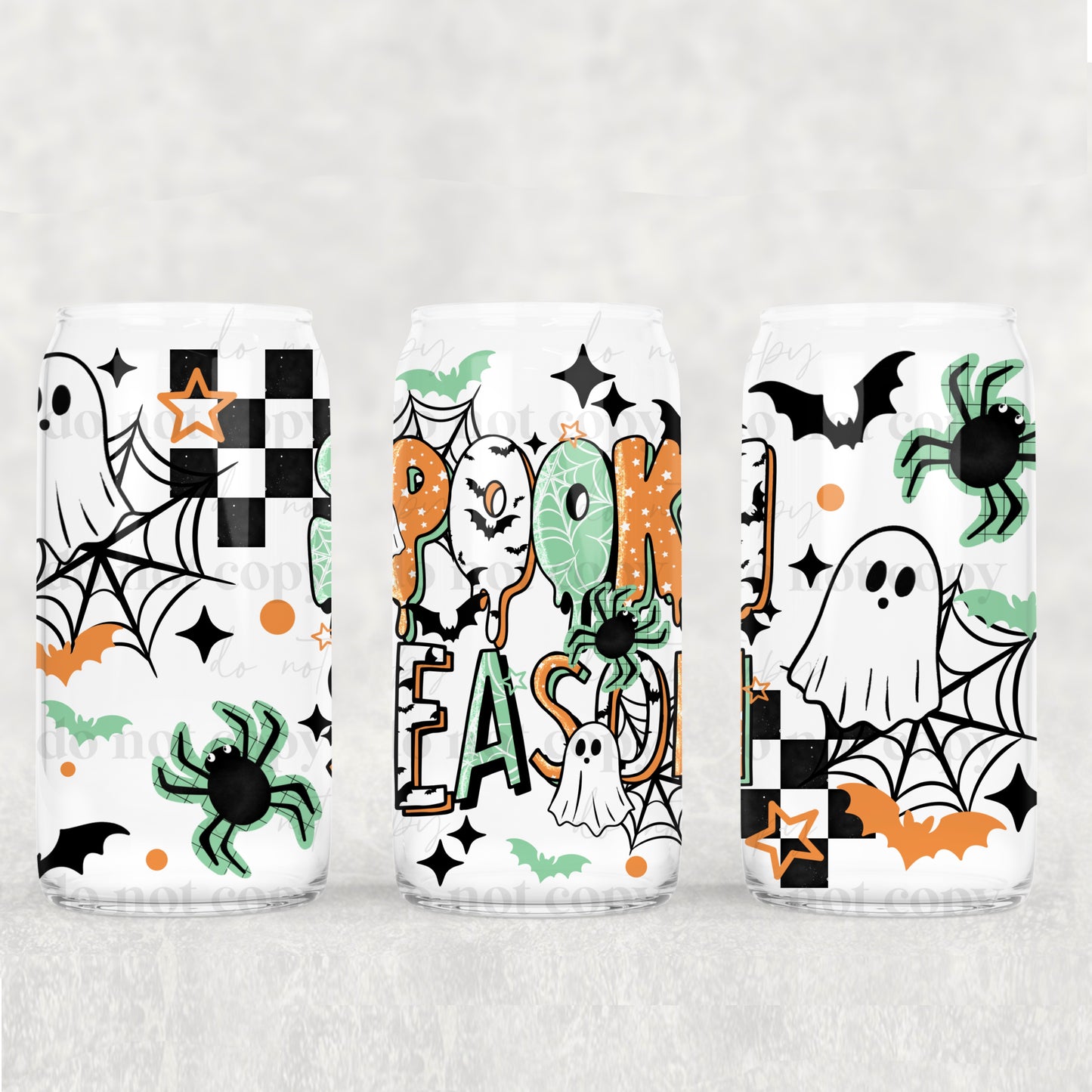 Spooky Season (Mint & Orange) 16 oz Glass Wrap
