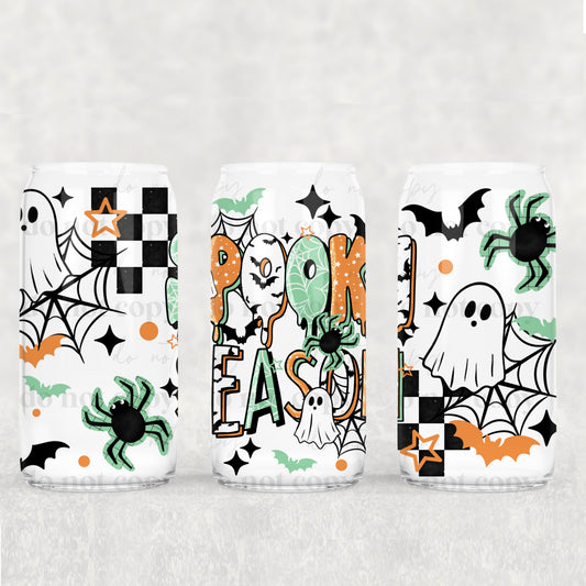 Spooky Season (Mint & Orange) 16 oz Glass Wrap