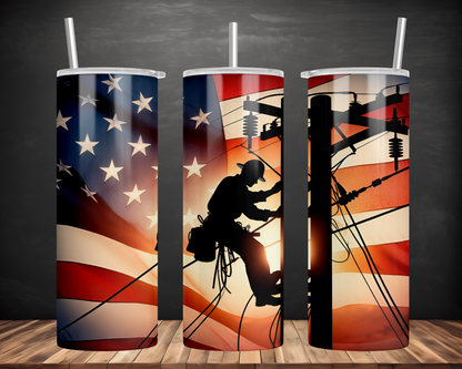 Lineman American Flag Background