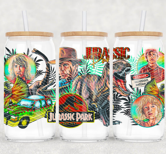Dino Park 16 oz Glass Can Wraps