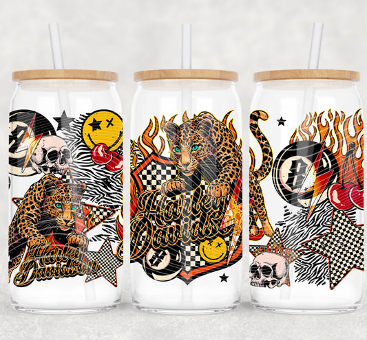 HD Leopard 16 oz Glass Can Wraps