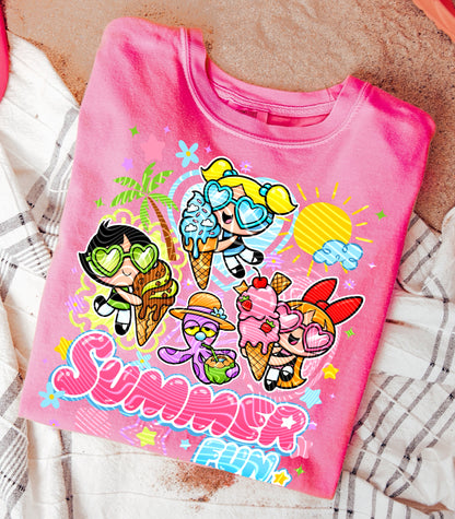 Powerpuff Summer Fun DTF Prints
