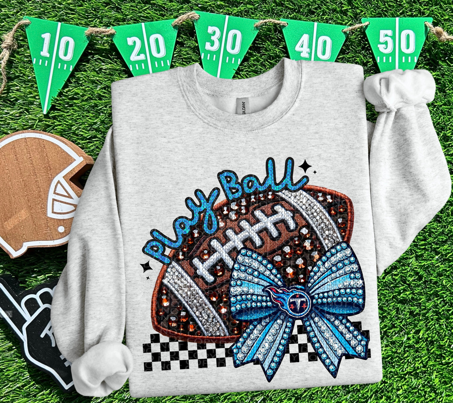 Play Ball Bow Football DTF Print