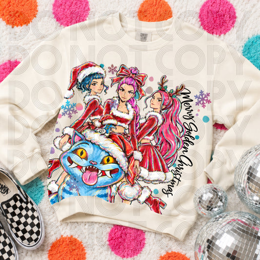 Merry Golden Christmas DTF Print