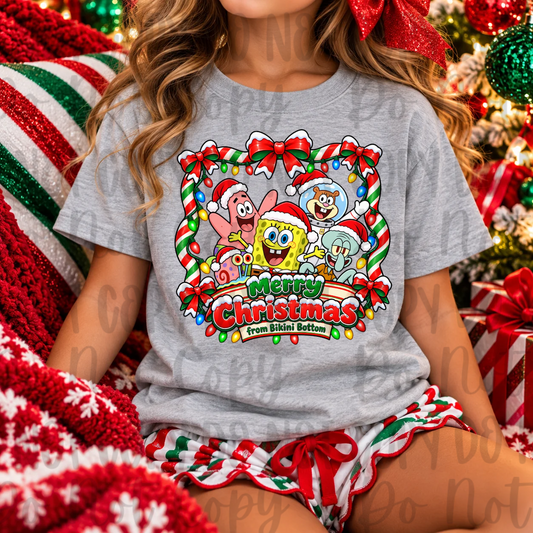 Bikini Bottom Christmas DTF Print