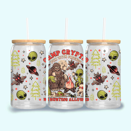 Camp Cryptid 16 oz Glass Can Wraps