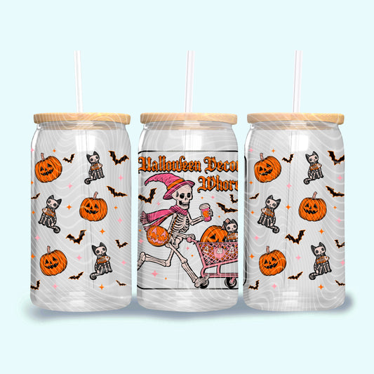 Halloween Decor Whore 16 oz Glass Can Wrap