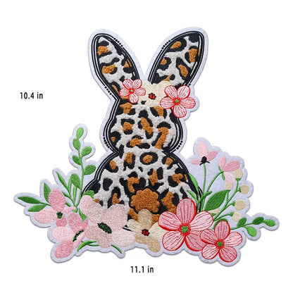 Embroidered Floral Bunny Iron On Transfer