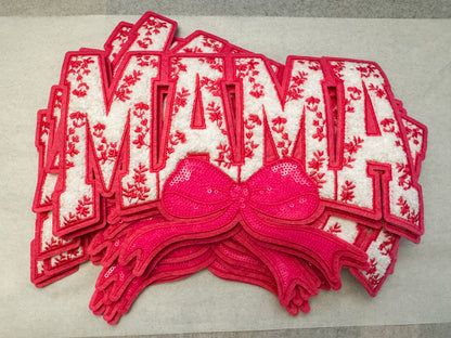 Pink Mama and Mini Chenille Iron On Transfer