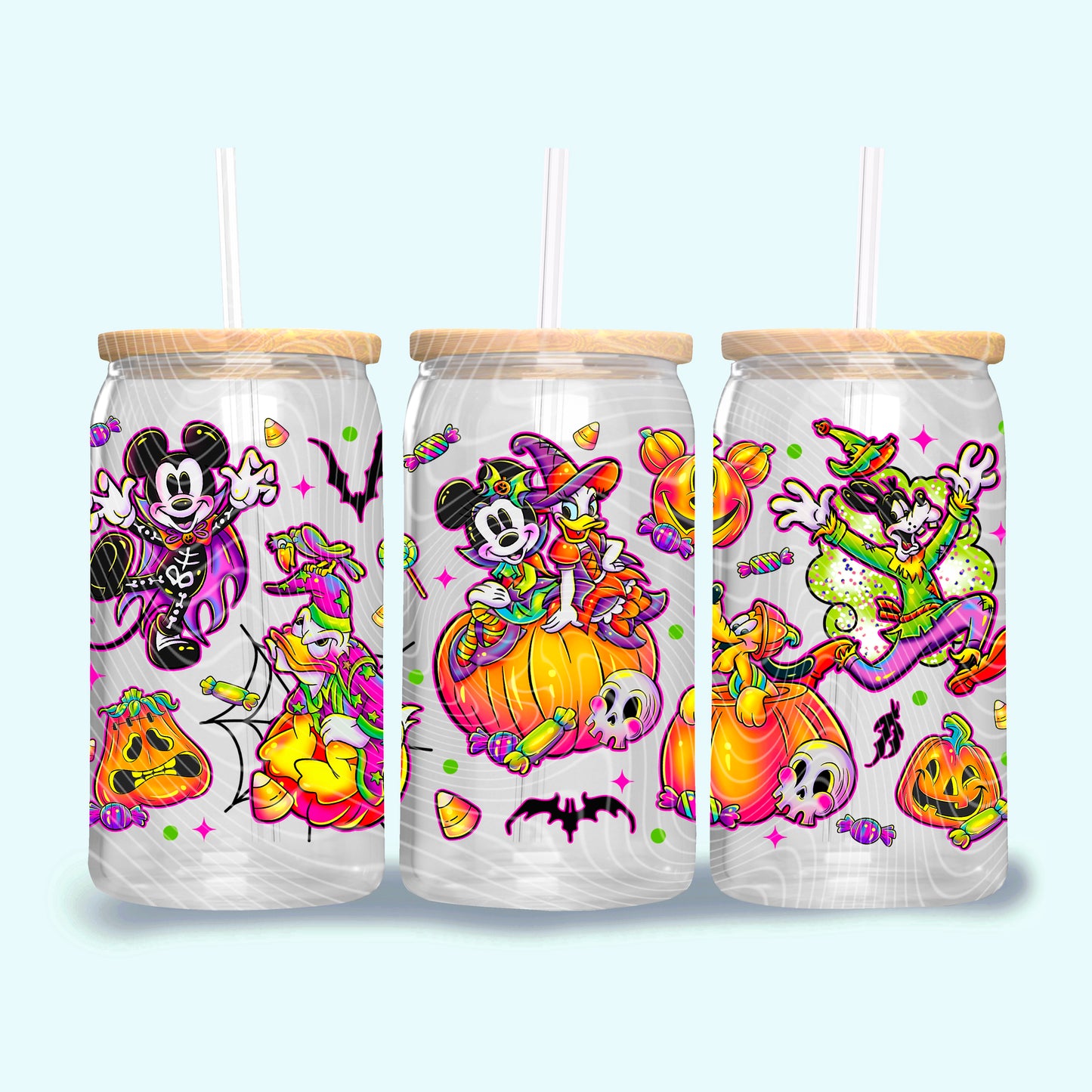 Halloween Mouse Friends 16 oz Glass Can Wrap