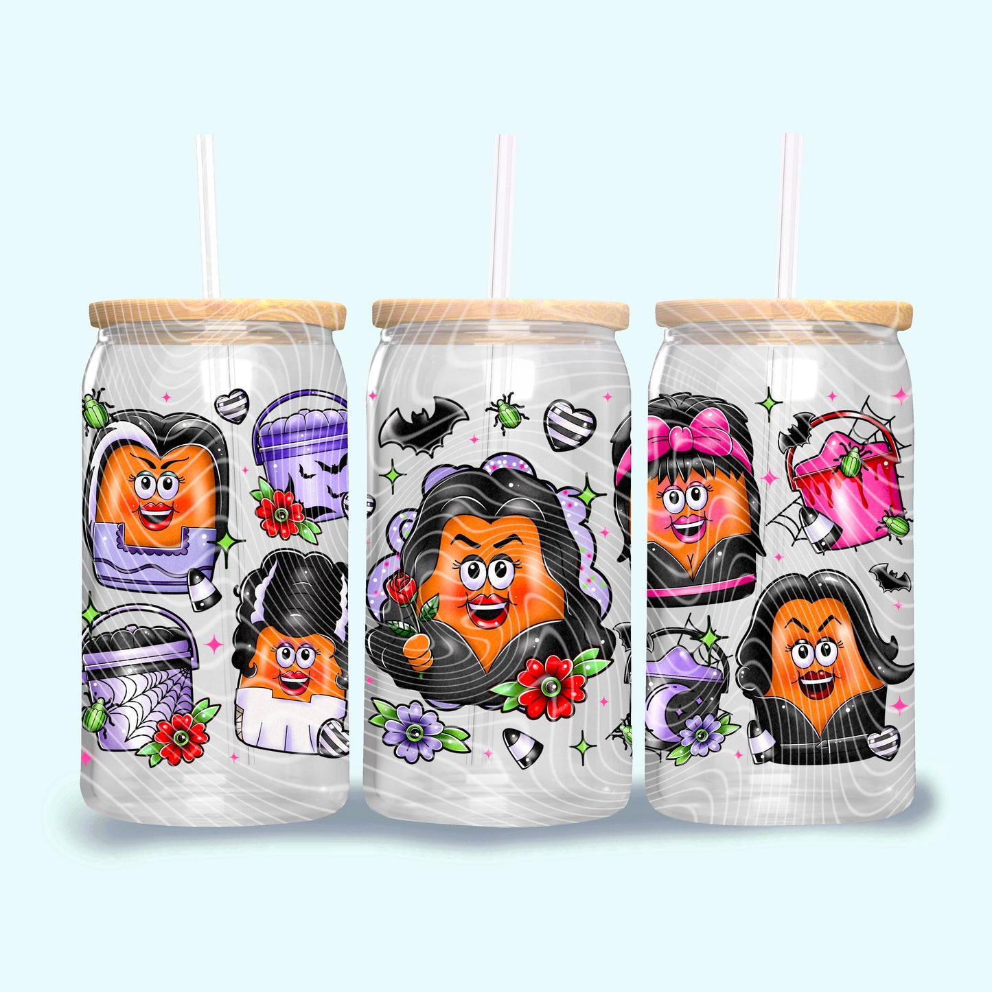 Spooky Ghouls Nuggets 16 oz Glass Can Wrap