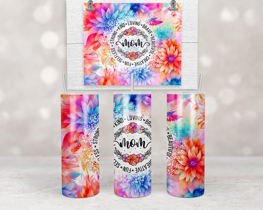 Neon Floral Loving Mom Quote Design Transfers