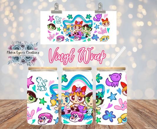 Puff Girls 16 oz Glass Can Wrap