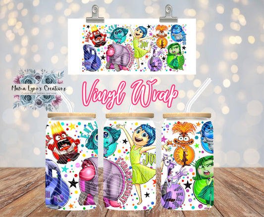 Inside Out 2 Collage Style 16 oz Glass Can Wrap