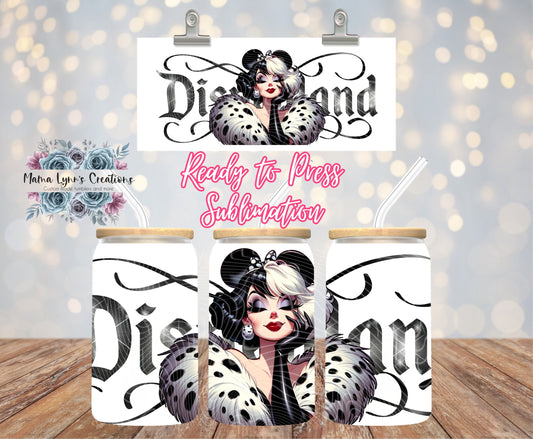 Cruella Dream Land  16 oz Glass Can Wrap