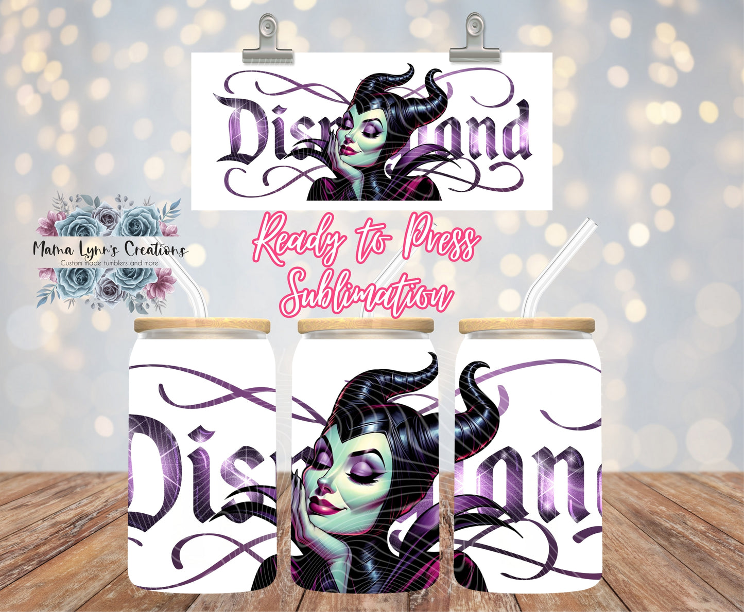 Maleficent Dream Land  16 oz Glass Can Wrap