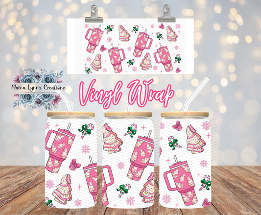 Pink Peppermint Christmas Cakes 16 oz Glass Can prints